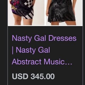 Nasty Gal Black and Purple Abstract Music Dress